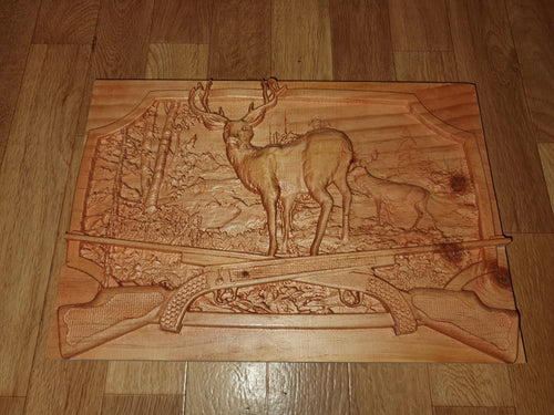 Stag Hunting Relief Carving